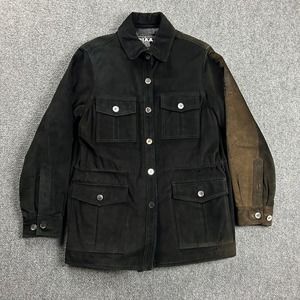 Piaa Jeans Jacket Mens Small Suede Moto 4 Pockets Bleached Pig Skin‎ Goat Fur